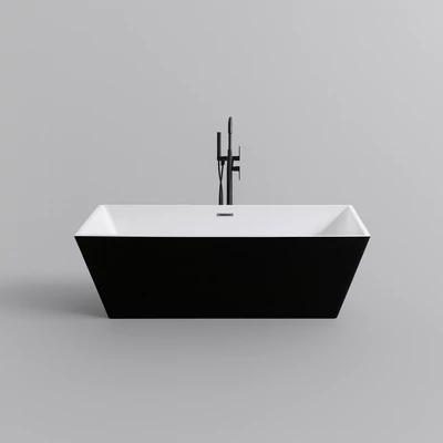 CUBE szabadon álló fürdőkád, fekete-fehér, 170x75x58 cm