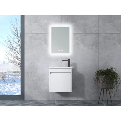 Zamora || White fürdőszoba szekrény mosdóval és LED-es tükörrel