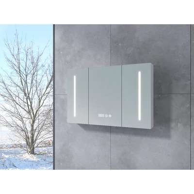 Vicenza || White háromajtós, tükrös szekrény, LED világítással 100 cm