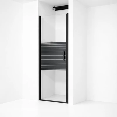 Madeira || Black Pattern 80 nyíló zuhanyajtó, 190cm, 6mm, NANO