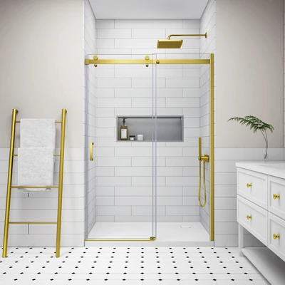 Milano Gold toló zuhanyajtó, 120x195cm, 8mm, NANO