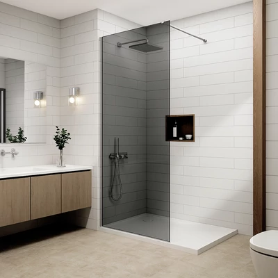 Walk-in Chrome zuhanyfal, füstüveggel 90, 200cm, 8mm, NANO