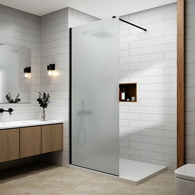 Walk-in Black zuhanyfal, savmart, matt üveggel 50, 200cm, 8mm, NANO