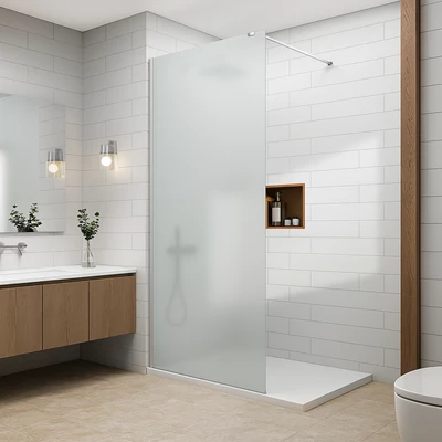 Walk-in Chrome zuhanyfal, savmart, matt üveggel 50, 200cm, 8mm, NANO