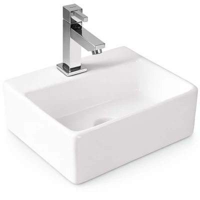 LAGE || Pultra helyezhető mosdókagyló, kerámia, fehér, szögletes
