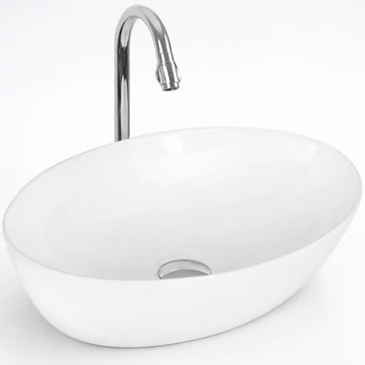 MONACO || Pultra helyezhető mosdókagyló, kerámia, fehér, ovális