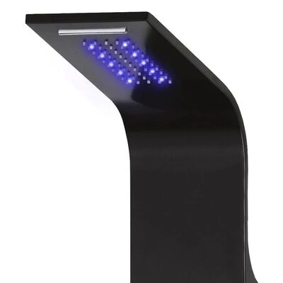 Verona || Black termosztátos zuhanypanel, rozsdamentes acél, LED