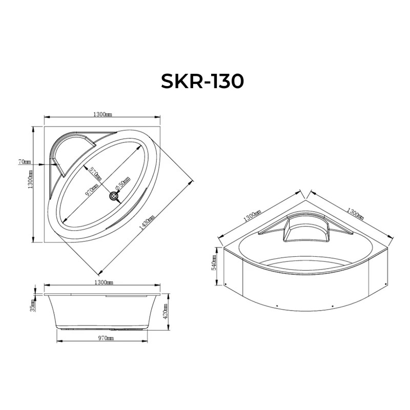 Rio szimmetrikus kád 130x130 cm