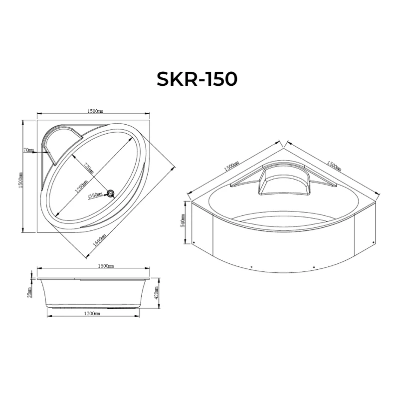 Rio szimmetrikus kád 150x150 cm