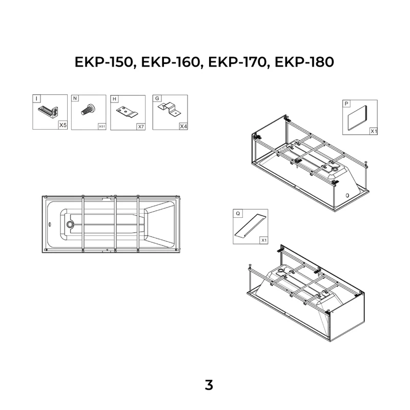 Paris || egyenes kád 150x70 cm