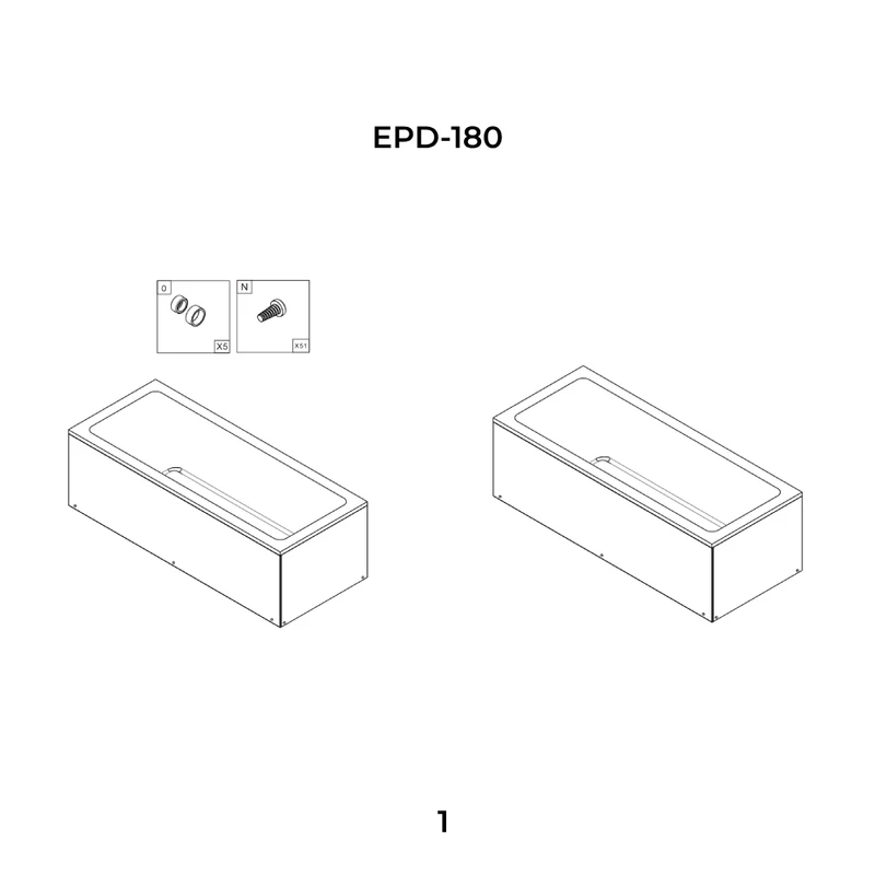 Peru egyenes kád 180x80 cm