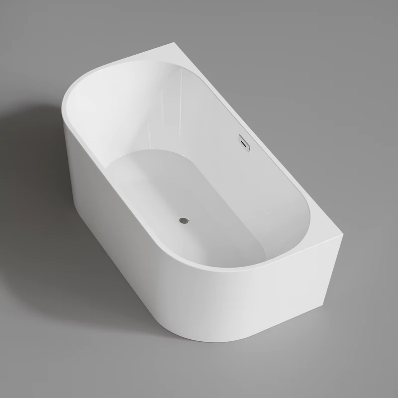 LANA félszabadon álló fürdőkád, fal mellé, fehér, 160x80x58 cm