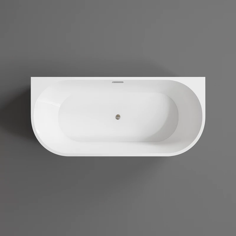 LANA félszabadon álló fürdőkád, fal mellé, fehér, 160x80x58 cm