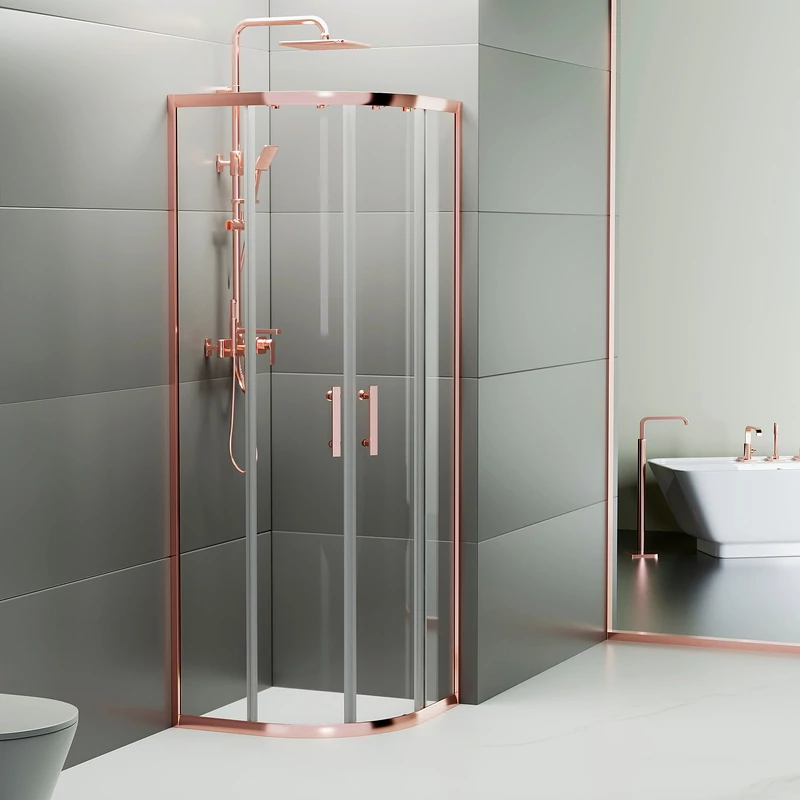 Murcia Rose Gold íves zuhanykabin 80x80, 190cm, 6mm NANO