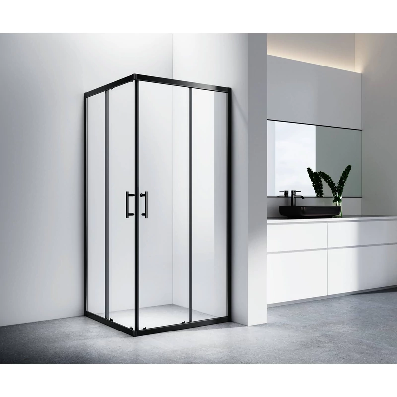 Motril || Black zuhanykabin 100x100, 190cm, 6mm, NANO