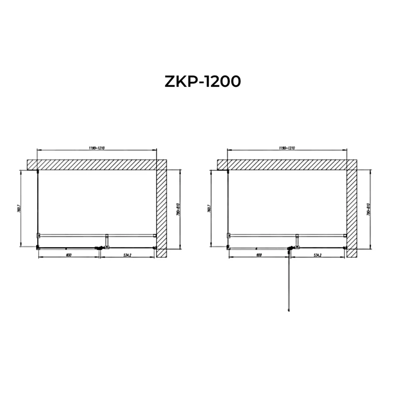 Pilas || zuhanykabin 80x120, 195cm, 6mm, NANO