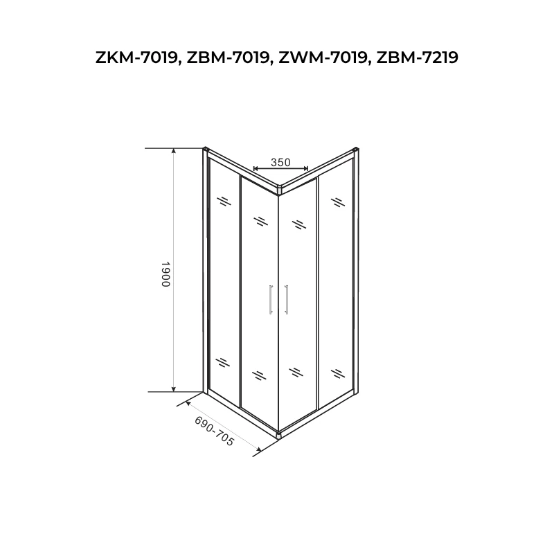 Toulon 6mm Shadow zuhanykabin 70*70 190cm