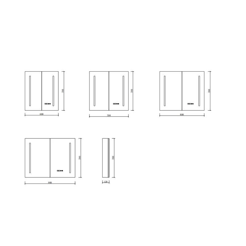 Sevilla || White kétajtós, tükrös szekrény, LED világítással 60 cm