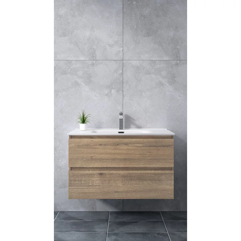 Catania Sonoma fürdőszoba szekrény mosdóval 100cm