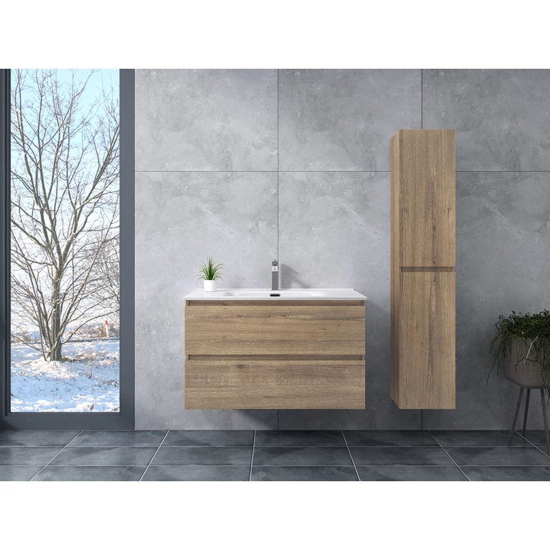 Catania Sonoma fürdőszoba szekrény mosdóval 100cm