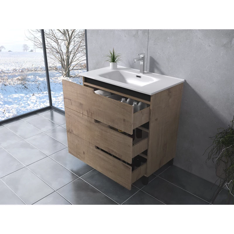 Torino Sonoma fürdőszoba szekrény mosdóval 60cm