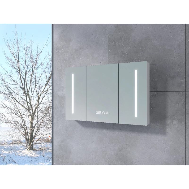 Vicenza || White háromajtós, tükrös szekrény, LED világítással 100 cm