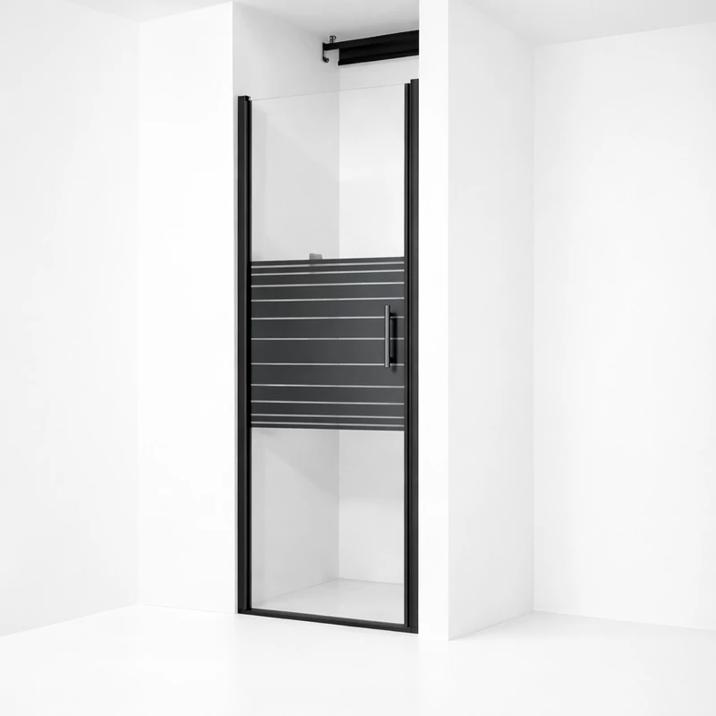 Madeira || Black Pattern 80 nyíló zuhanyajtó, 190cm, 6mm, NANO