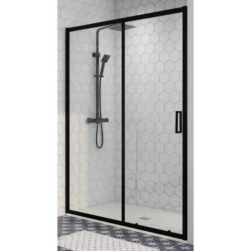 Elche Black 120 toló zuhanyajtó, 190cm, 6mm