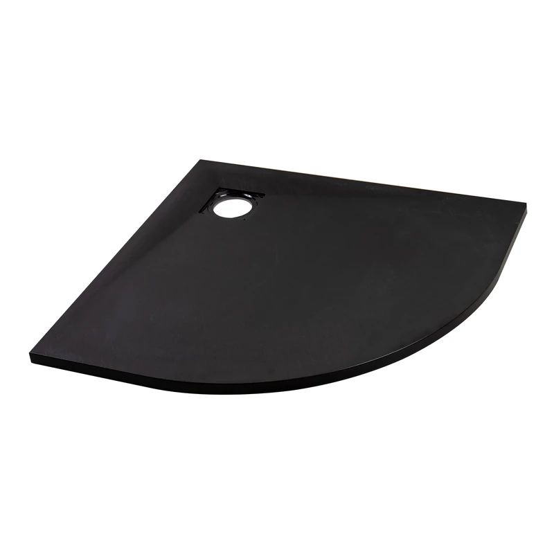 Cagliari || Black 80x80x2,6 cm íves, SMC zuhanytálca szifonnal