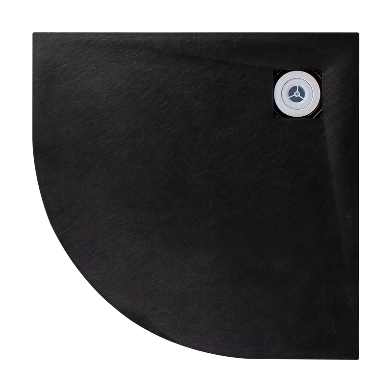 Cagliari || Black 80x80x2,6 cm íves, SMC zuhanytálca szifonnal