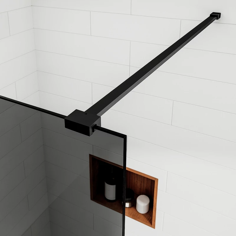 Walk-in || Black zuhanyfal, füstüveggel 80, 200cm, 8mm, NANO