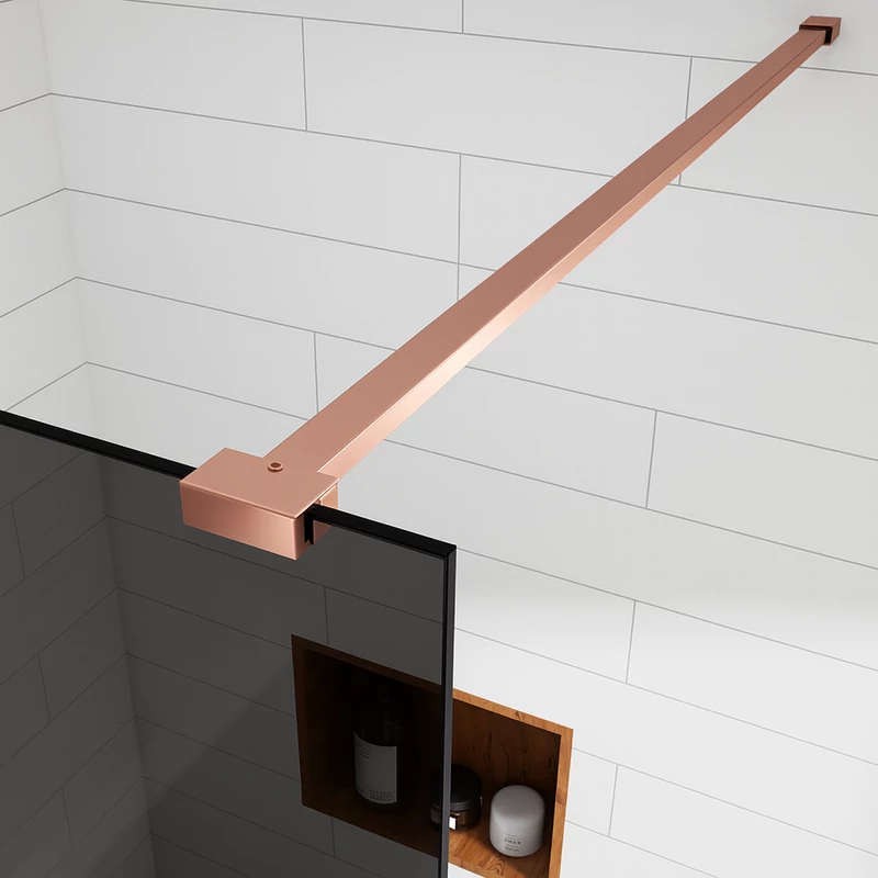 Walk-in || Rose Gold zuhanyfal, füstüveggel 80, 200cm, 8mm, NANO