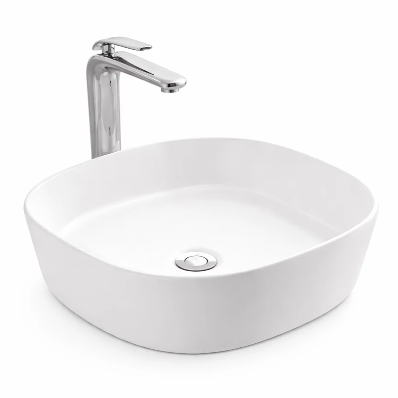 BERGAMO SLIM || Pultra helyezhető mosdókagyló, kerámia, fehér, lekerekített