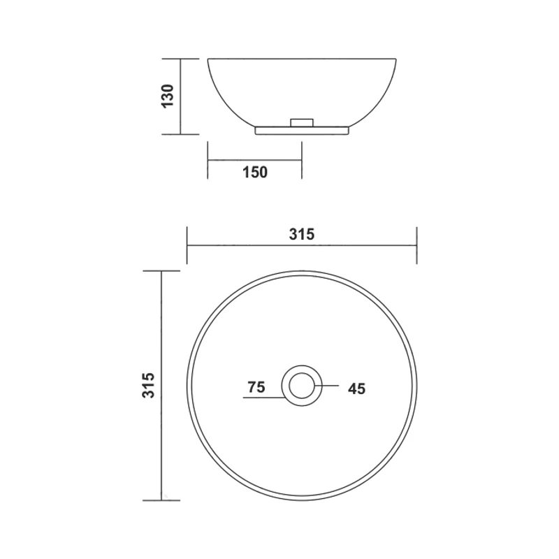 PARMA || Pultra helyezhető mosdókagyló, kerámia, fehér, kerek