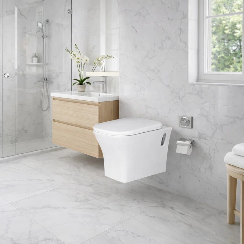 OSLO || fali, mélyöblítéses WC csésze slim wc ülőkével, kerámia, fehér