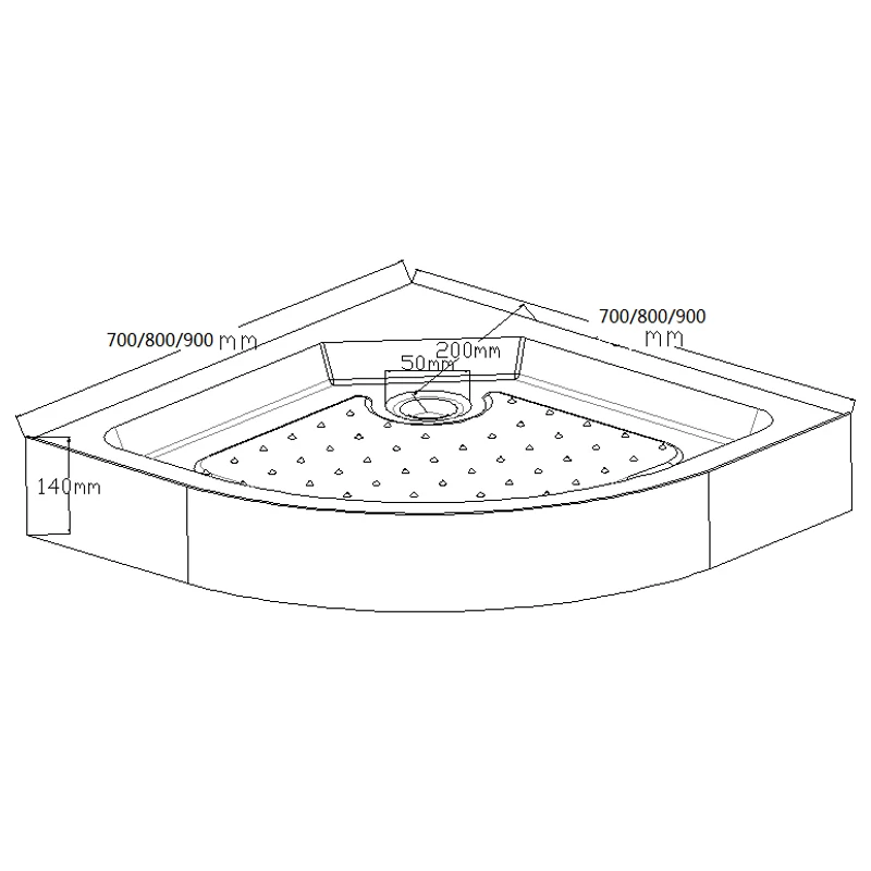 EVA 80x80x14 cm, íves alakú, akril zuhanytálca szifonnal