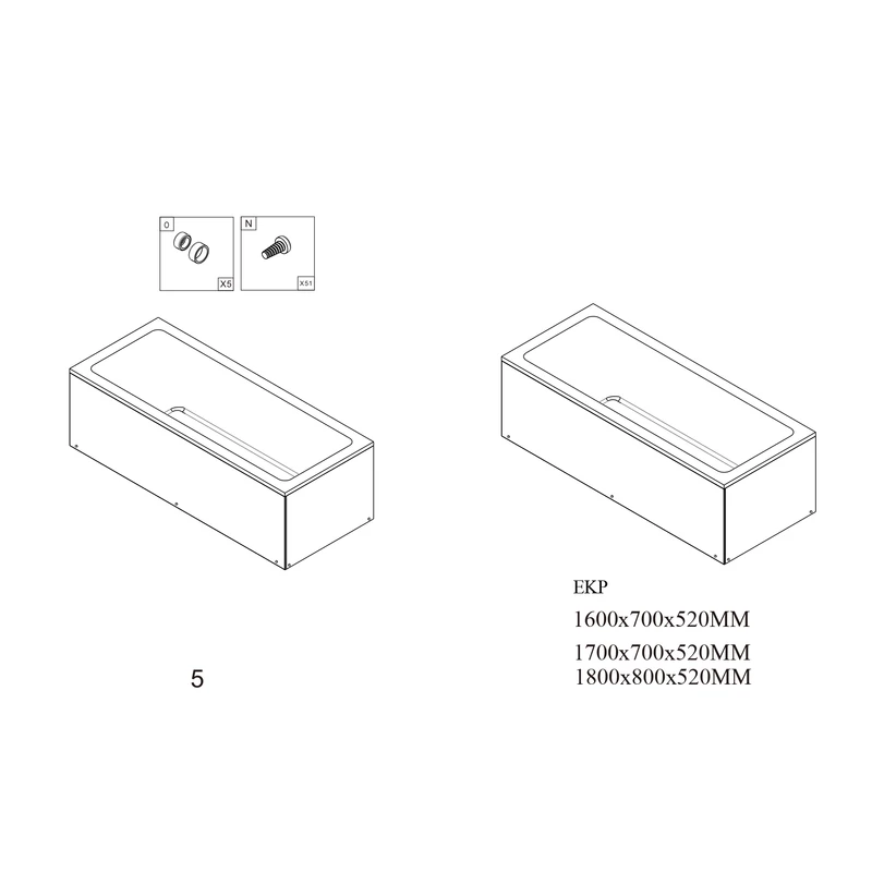 Egyenes || kád előlap 150 cm