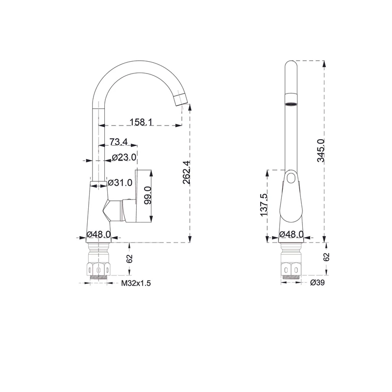 Honolulu Black konyhai csaptelep