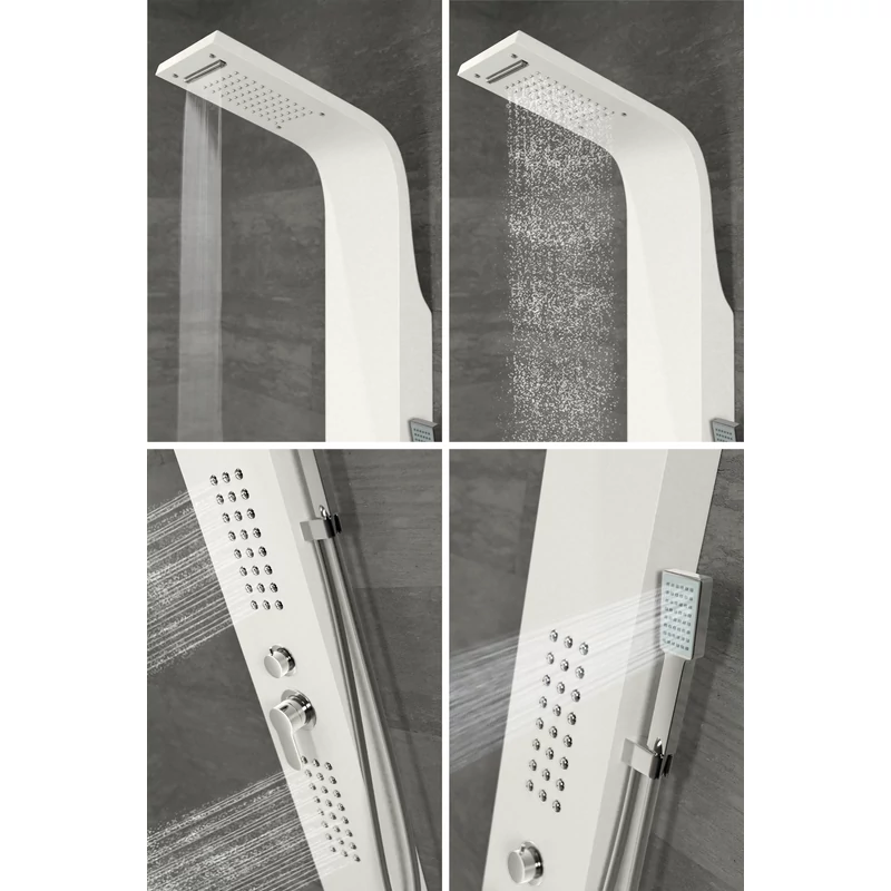 Alegre WHITE zuhanypanel, rozsdamentes acél