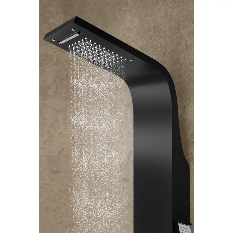 Alegre || Black zuhanypanel, rozsdamentes acél