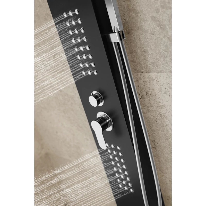 Alegre || Black zuhanypanel, rozsdamentes acél