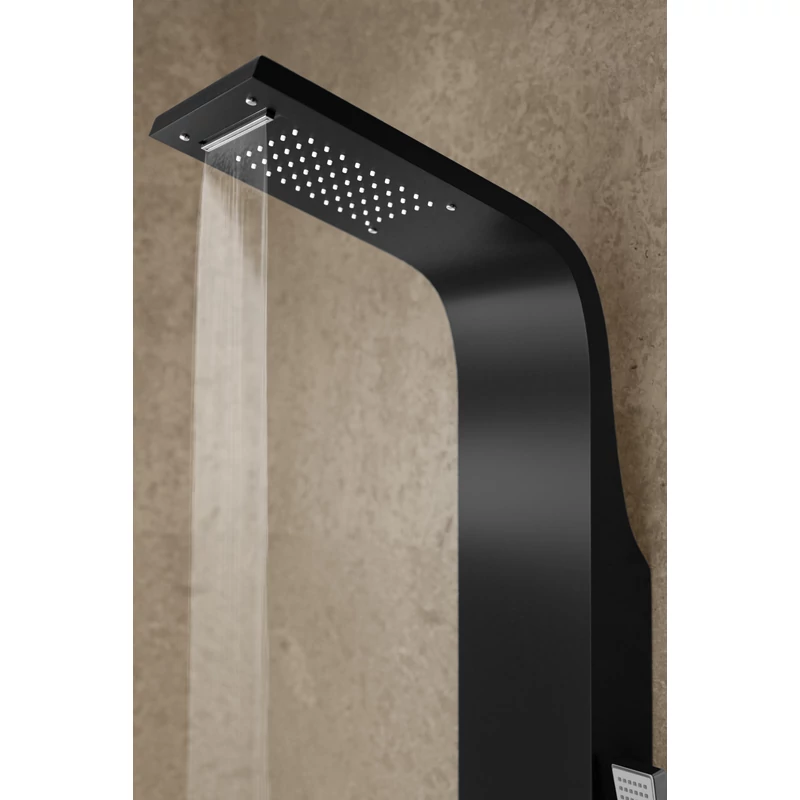 Alegre || Black zuhanypanel, rozsdamentes acél