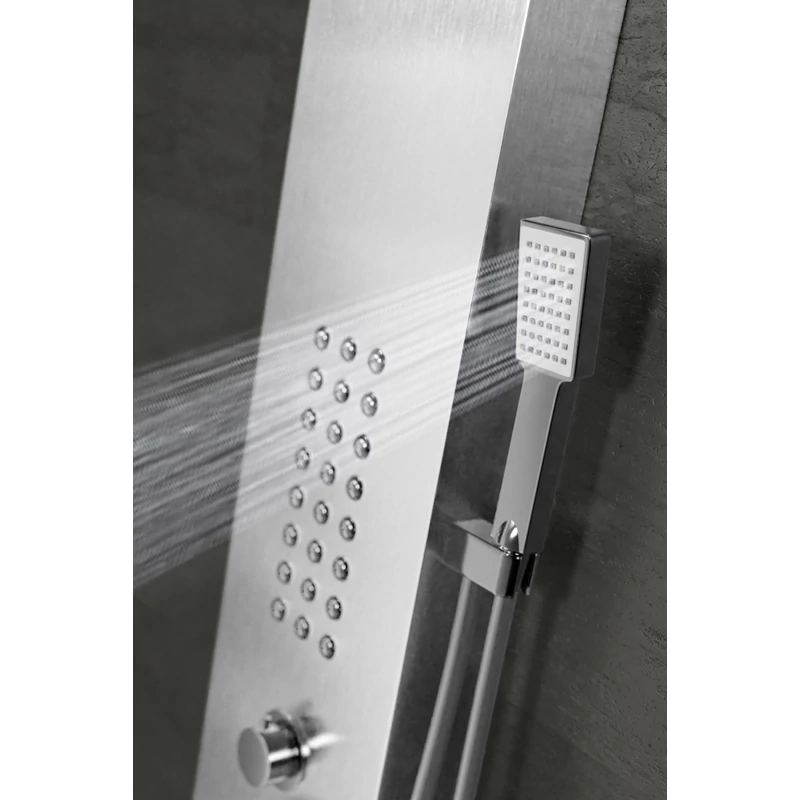 Verona || Silver termosztátos zuhanypanel, rozsdamentes acél, LED