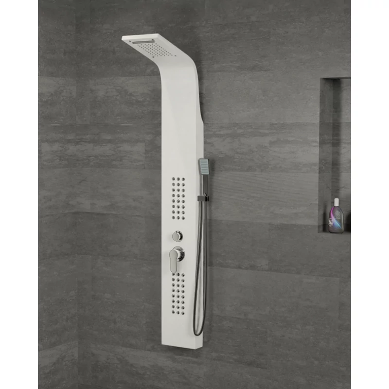 Alegre WHITE zuhanypanel, rozsdamentes acél