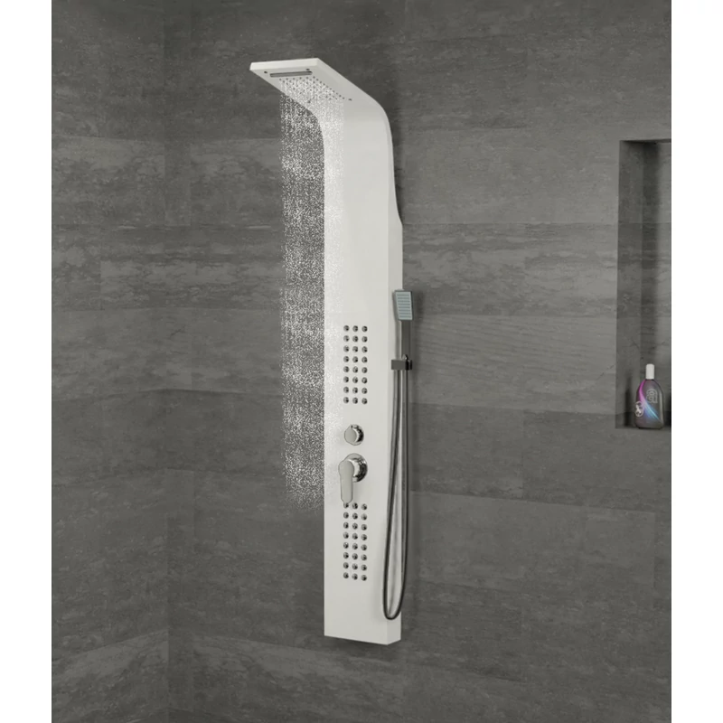 Alegre WHITE zuhanypanel, rozsdamentes acél