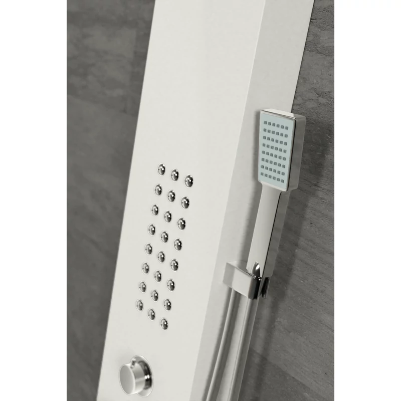 Verona || White termosztátos zuhanypanel, rozsdamentes acél, LED