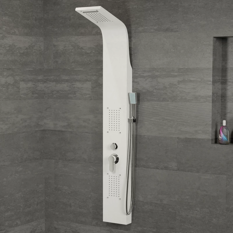 Bologna WHITE zuhanypanel, rozsdamentes acél