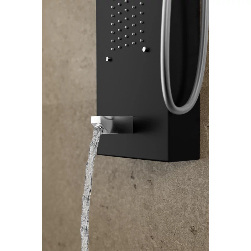 Merin || Black zuhanypanel, rozsdamentes acél