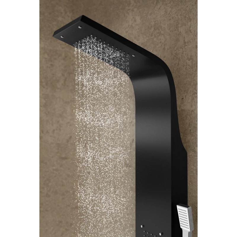 Merin || Black zuhanypanel, rozsdamentes acél