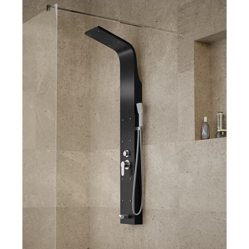 Merin BLACK zuhanypanel, rozsdamentes acél